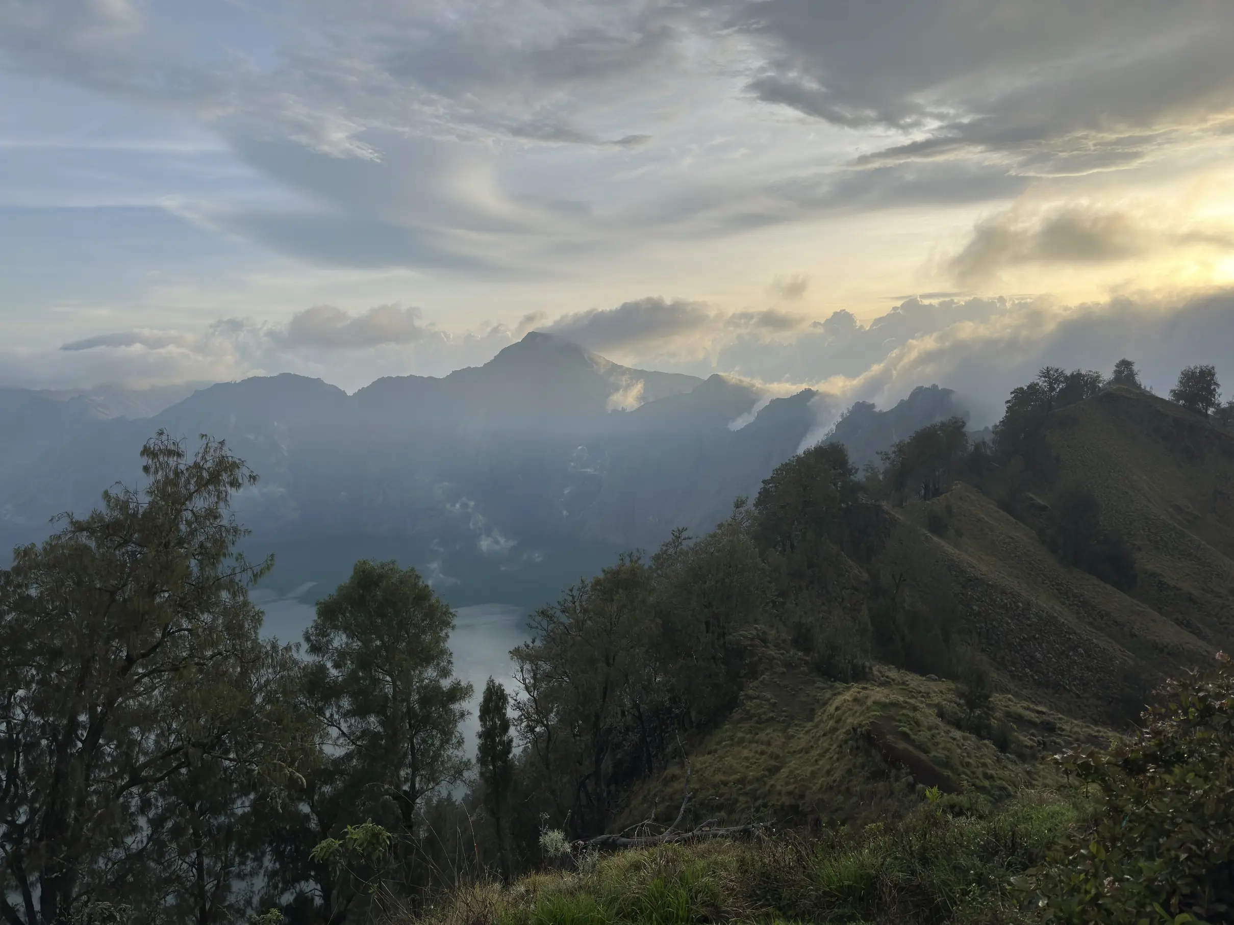 Rinjani crater at sunset