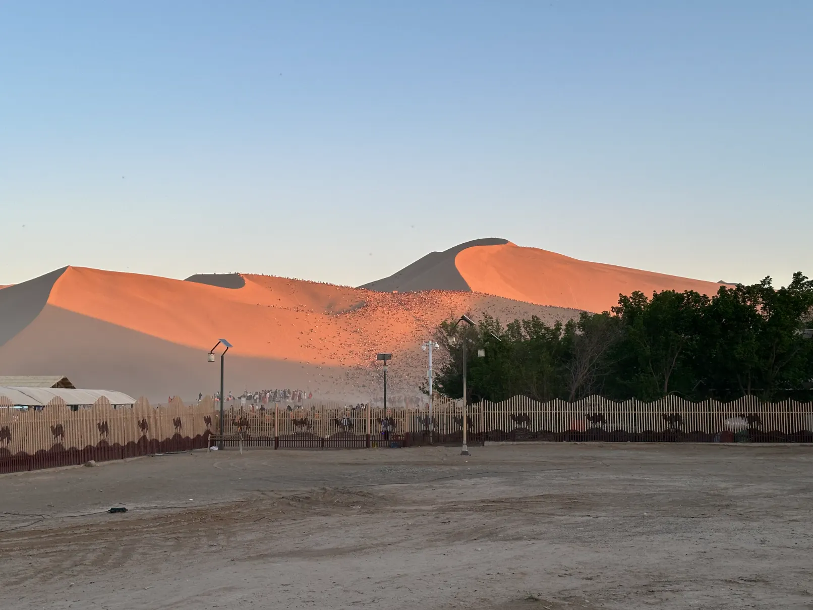 Mingsha Mountain with sunset