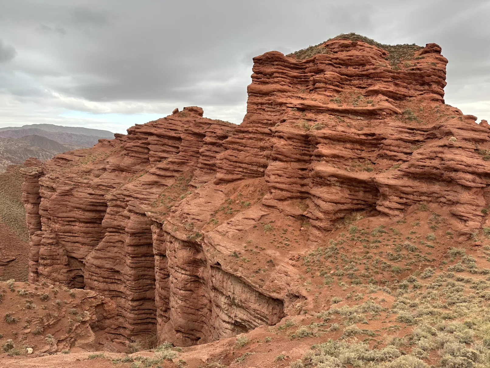 View of the layered rocks in the canyon