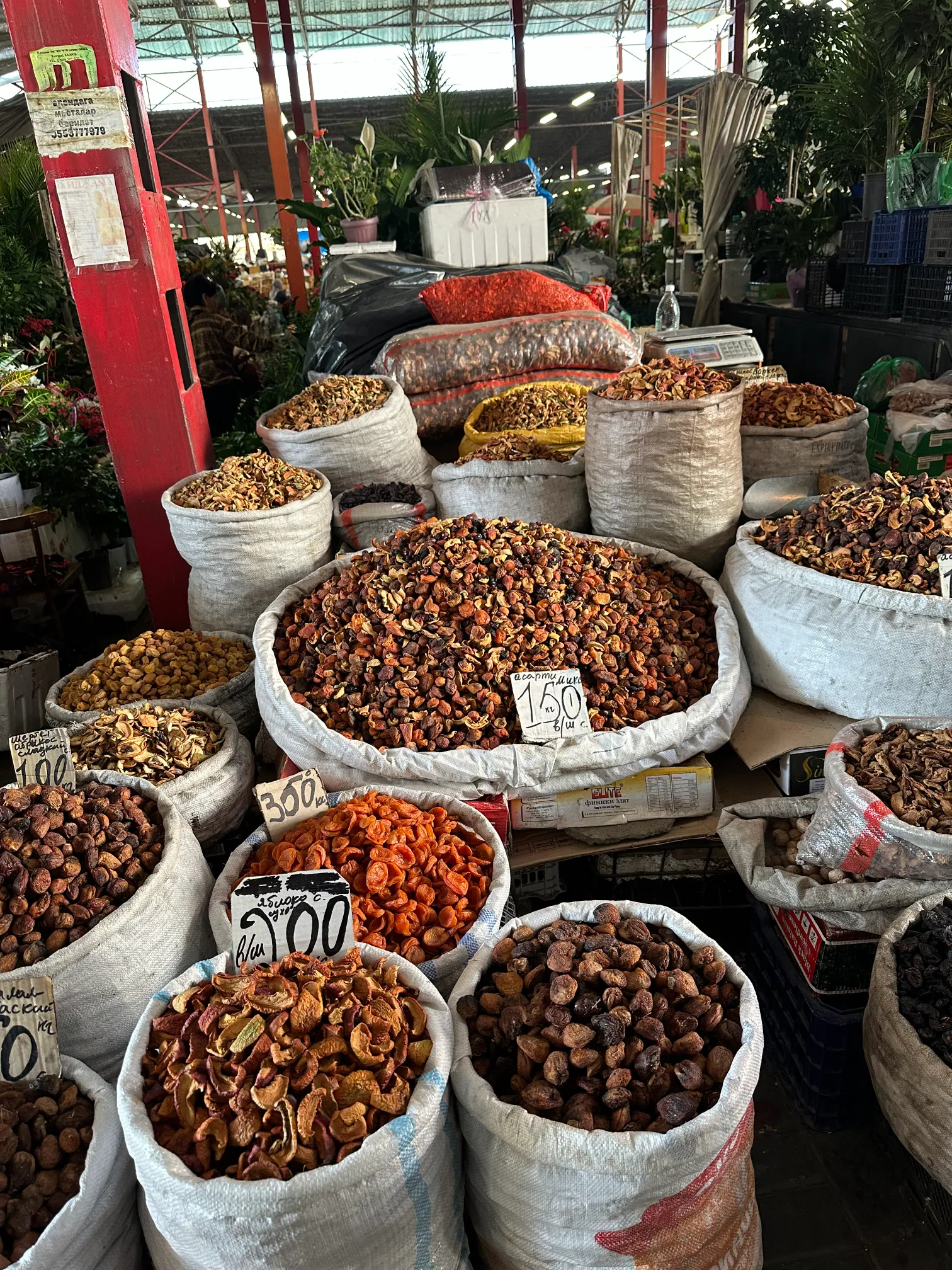 Nuts on the market in Osh Bazaar