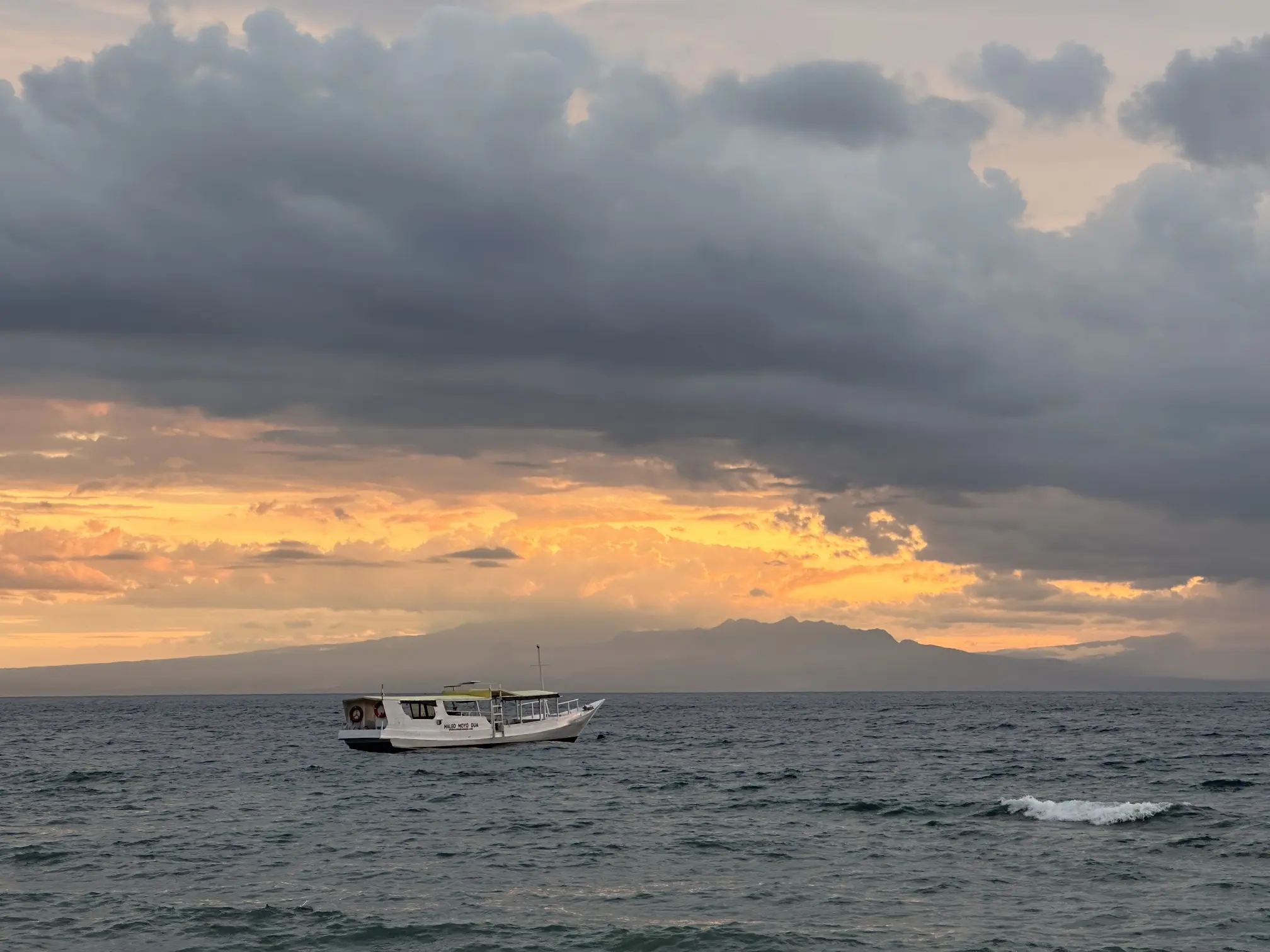 Moyo island sunset orange view
