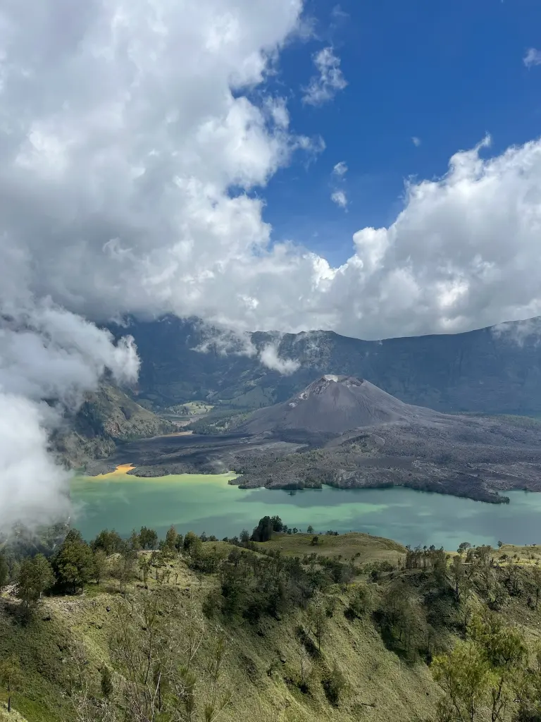 Rinjani crater view with cloud